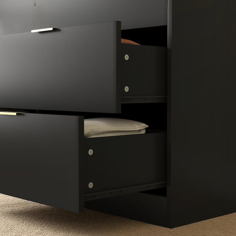 Modern 6 Drawer Dresser, 47" Wide Storage Cabinet, Wooden Chest of Drawers for Bedroom and Entryway