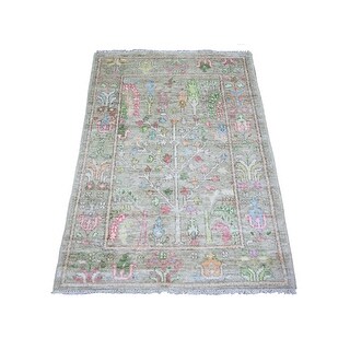 Shahbanu Rugs Artichoke Green Afghan Oushak Cypress and Willow Tree ...