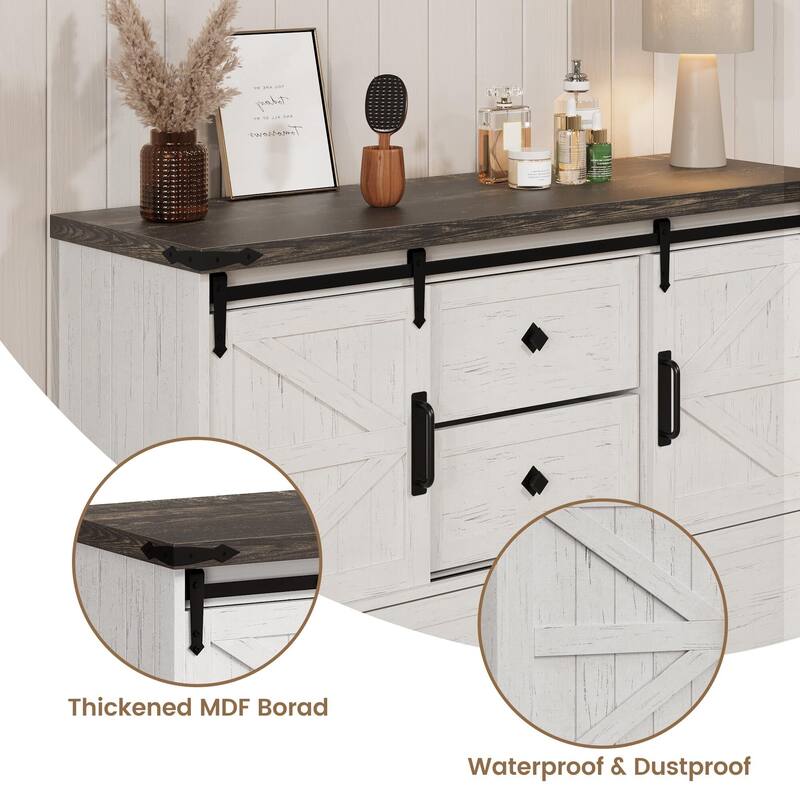 4-Drawers Dresser,with Sliding Barn Doors