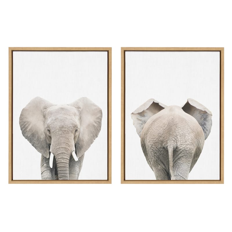 Kate and Laurel Sylvie Elephant Canvas Set by Amy Peterson Art Studio - 2 Piece 18x24 - Plastic - Brown