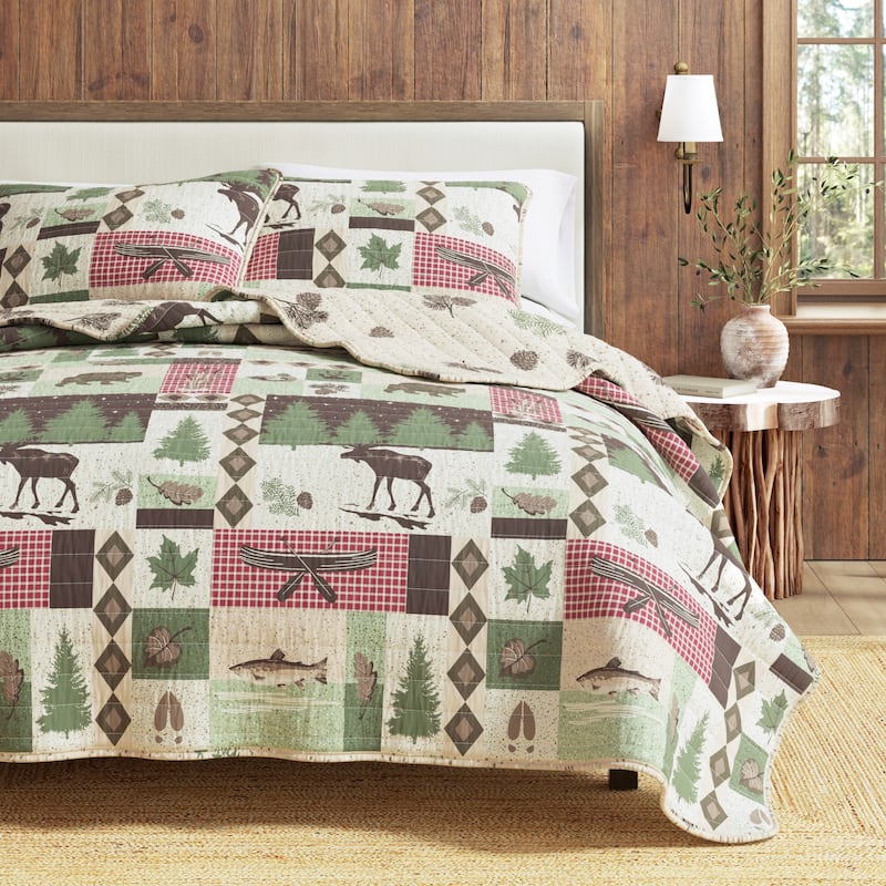 Linery & Co. Wildlife Patchwork Microfiber Quilt Set With Shams