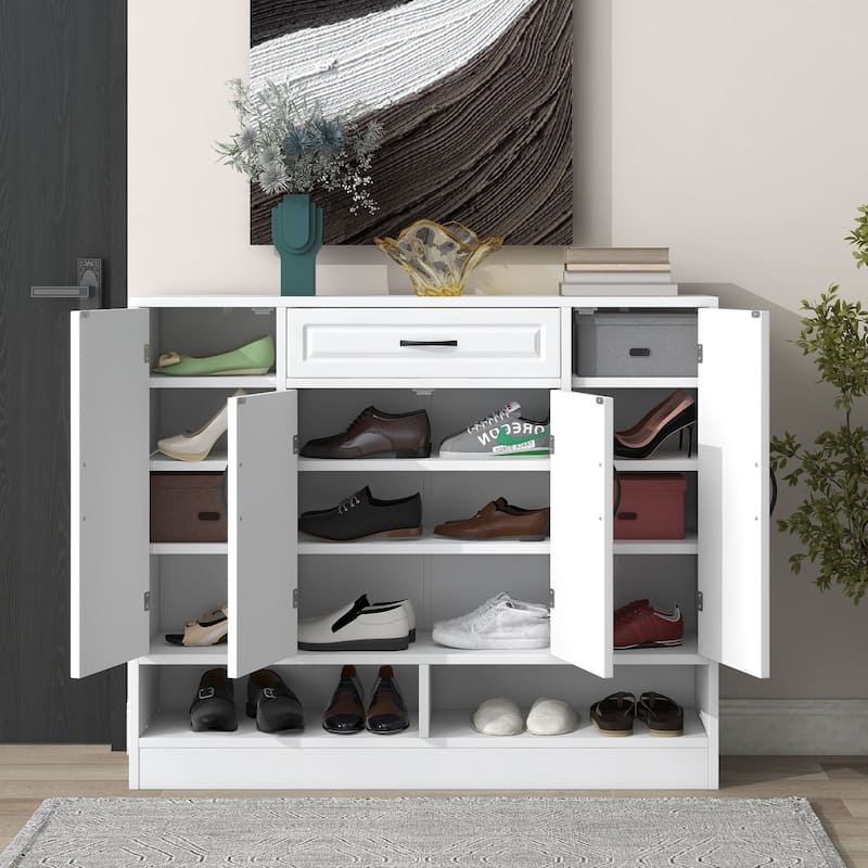 47 Inch Particle Board Modern Shoe Cabinet with Adjustable Shelves and Doors - 47" x 39" in.