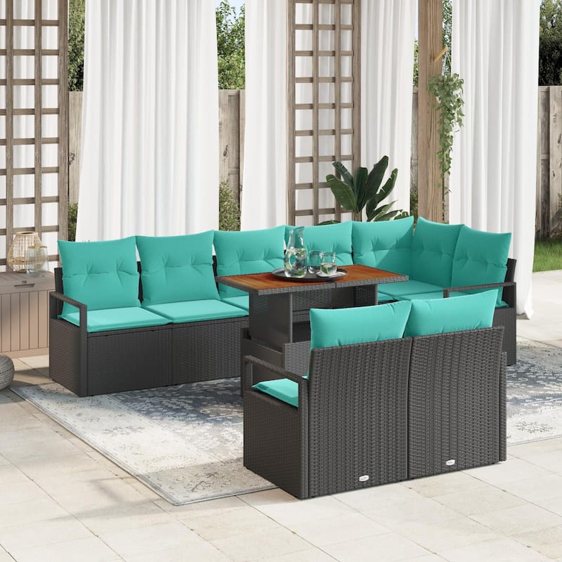 vidaXL 9 Piece Garden Sofa Set with Cushions - 113×48×27.2 - Black