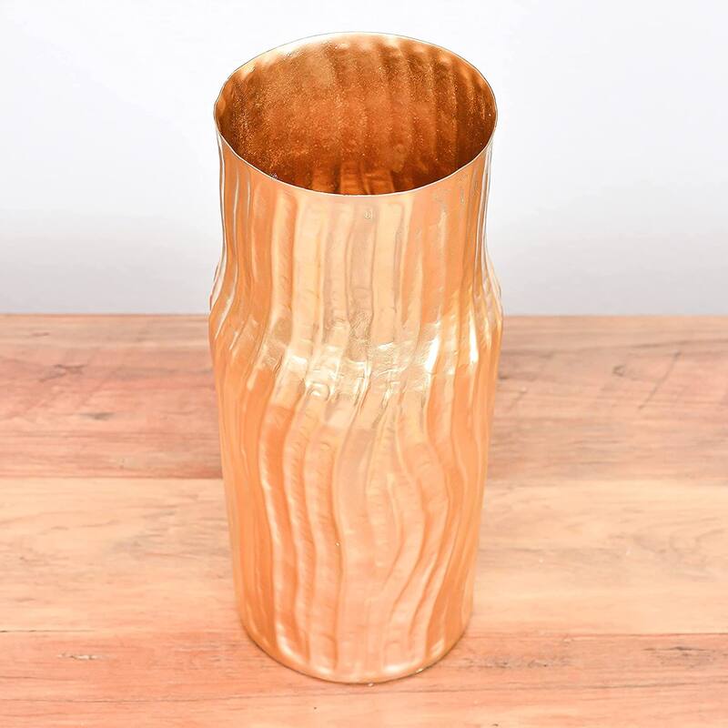 Berkware Gold Elegant 12" Tall Wavy Textured Decorative Centerpiece Vase