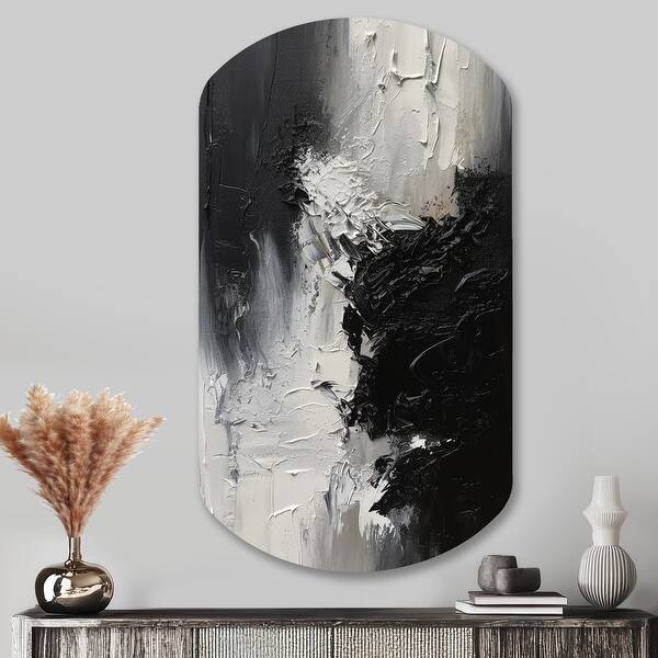 Black And White Delicate Brushstrokes II - Abstract Marble Metal Wall ...