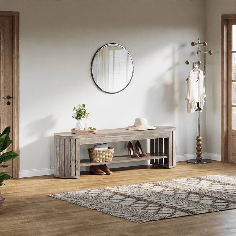 Wood Entryway Shoe Bench, Shoe Storage Bench, Bedroom Entrance Living Room End of Bed Stool Accent Bench