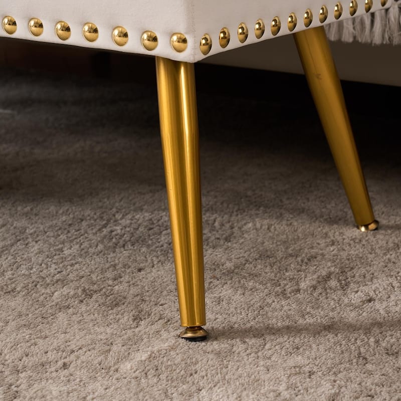 Velvet Storage Ottoman Bench with gold legs and Nailhead Trim for Bedroom/End of Bed/Entryway/Window