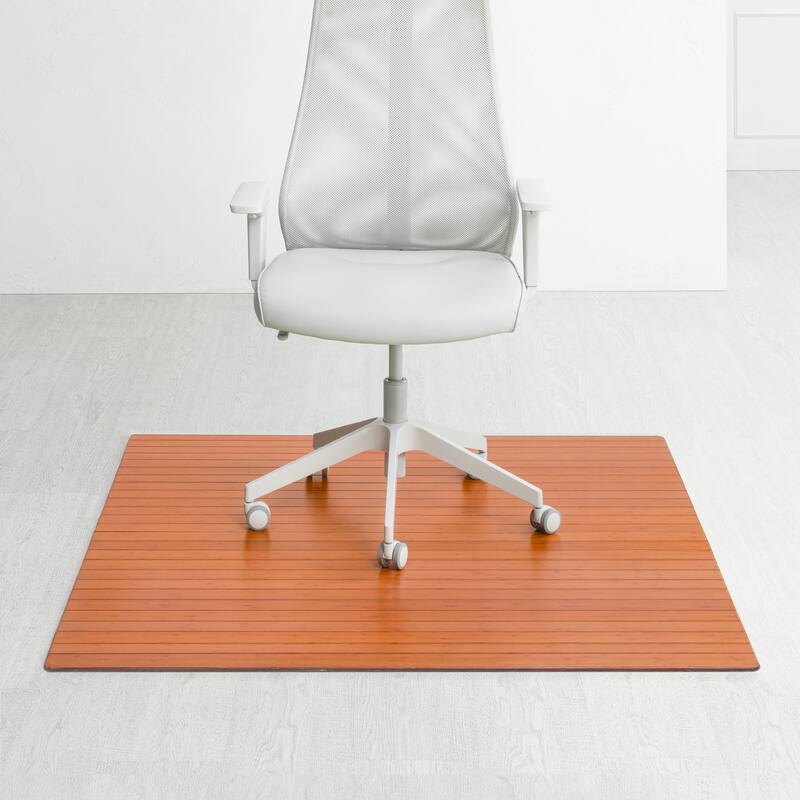 Jani Eco Bamboo Roll-Up Rectangular Chair Mat - Durable and Eco-Friendly Floor Protector