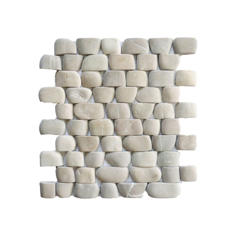 Strip Tan Pebble Mosaic Tiles for Backsplash Kitchen and Bathroom Wall (10.5" X 12") 5 tiles per case - Case (5 Tiles)