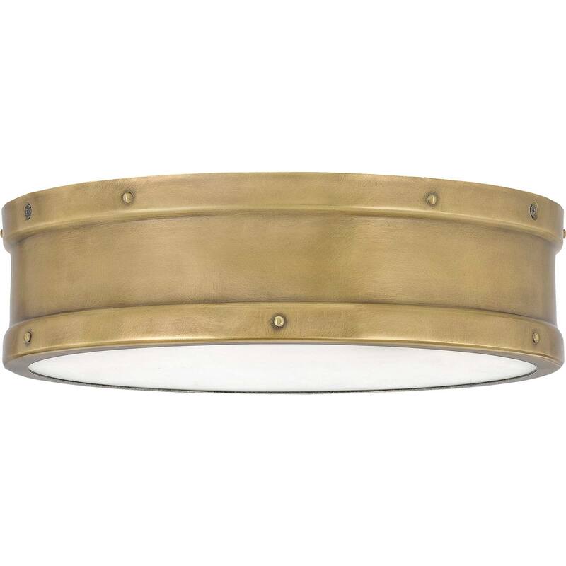 Roseto Cole 13" Wide LED Flush Mount Drum Ceiling Fixture - Weathered Brass