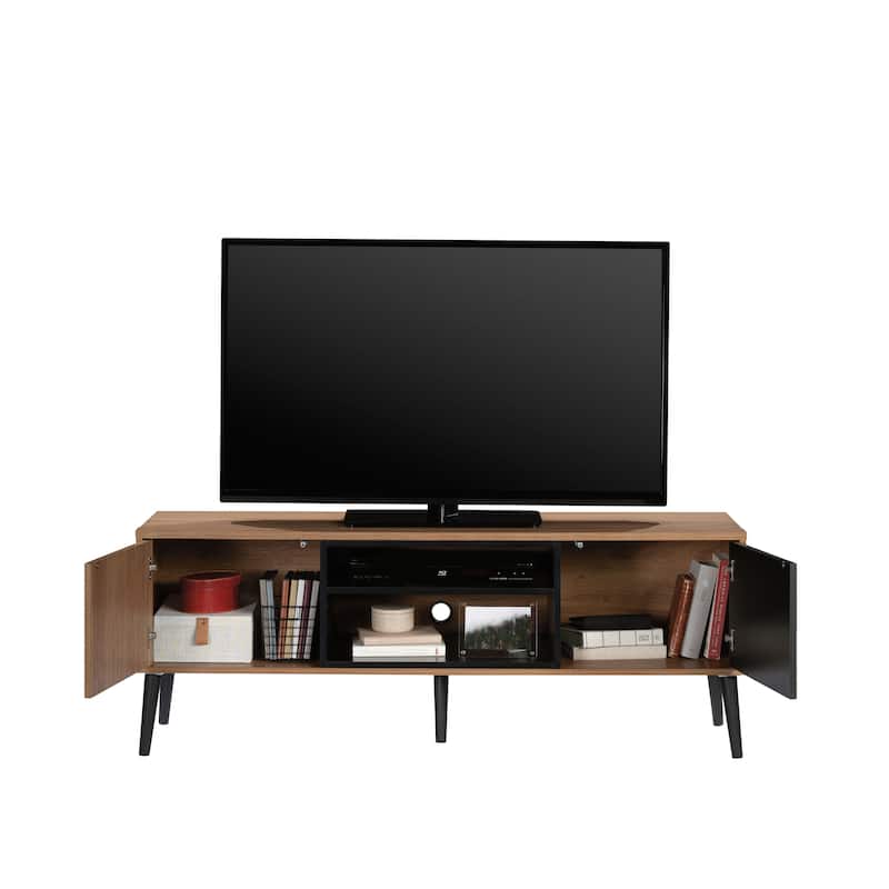 Wood Credenza for TVs up to 70" with Doors, Brown - 55.91" W x 15.67" D x 20.87" H