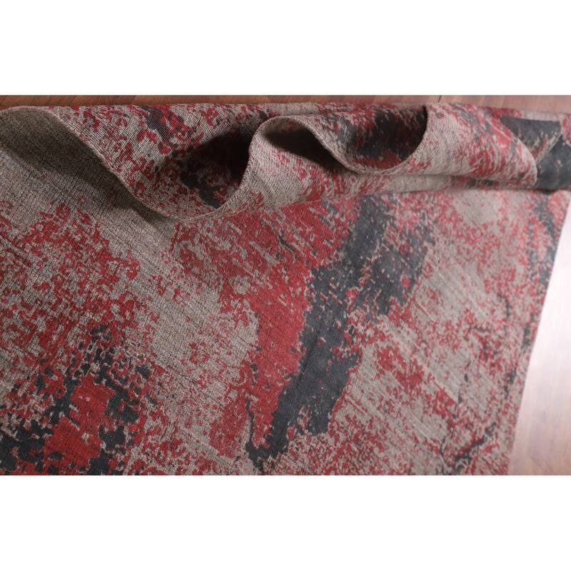 Pink Abstract Area Rug Handmade Contemporary Wool Carpet - 5'1"x 8'3"