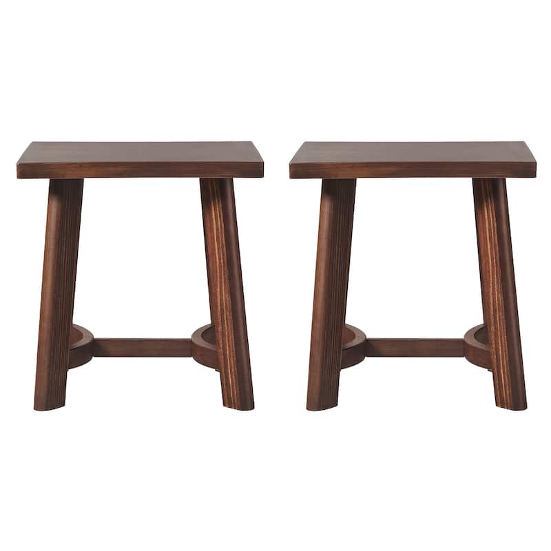 Walker Edison Modern Farmhouse Square Solid Wood Side Table (Set of 2)