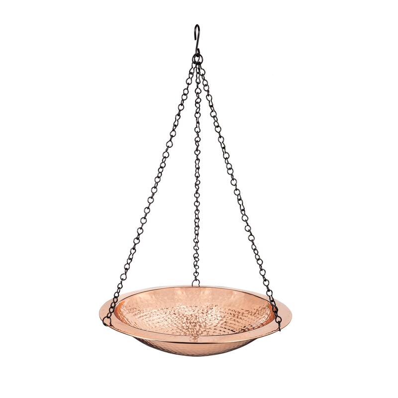 Copper Plated Hammered Hanging Birdbath