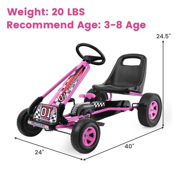 dimension image slide 3 of 4, Costway 4 Wheels Kids Ride On Pedal Powered Bike Go Kart Racer Car - See Details