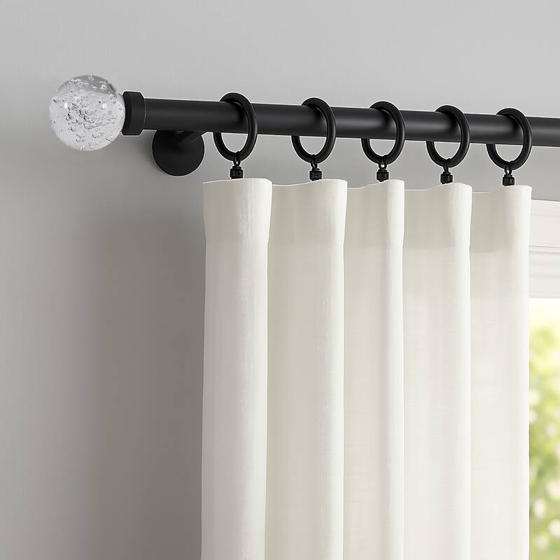 Clear Ball Bubbles Black Modern Curtain Rod For Windows (48" - 86") - 48" to 86" inches - Black