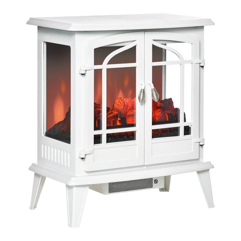 29" Electric Fireplace Heater, Freestanding Stove with Realistic LED Log Flames and Overheating Safety Protection, 1400W