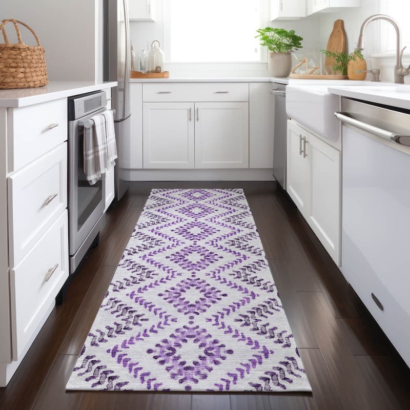 Machine Washable Indoor/ Outdoor Chantille Boho Global Rug - Purple - 2'3" x 7'6"