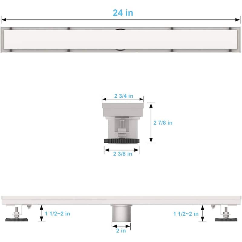 brushed nickel 24 inch linear shower drain with ABS base - 24 x 2.75