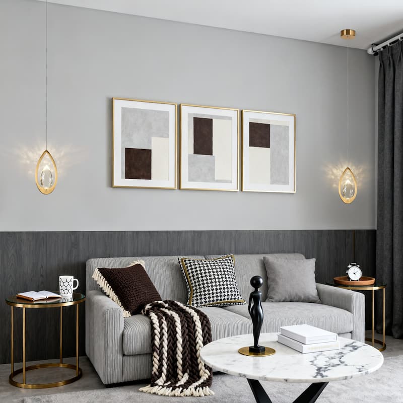 Modern LED Crystal 1-Light Gold Pendant Light Hollow-carved Design for Kitchen Island - 5.5" W x 11" H x 1.7" D