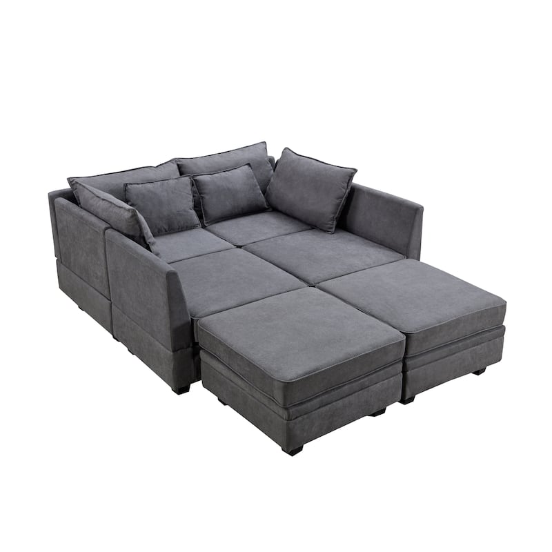 Modern U-Shape Modular Sectional Sofa, Convertible Sofa Bed with Reversible Chaise and Storage Seat for Living Room