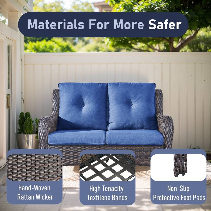 Outdoor Loveseat Sofa with Chair Ottoman Table