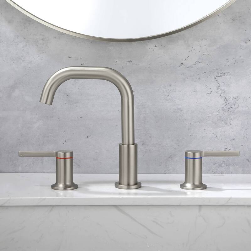 Widespread Bathroom Faucet 3 Holes Bathroom Sink Faucet Two Handle 8 Inch Modern Basin Vanity Mixer Taps With Valve