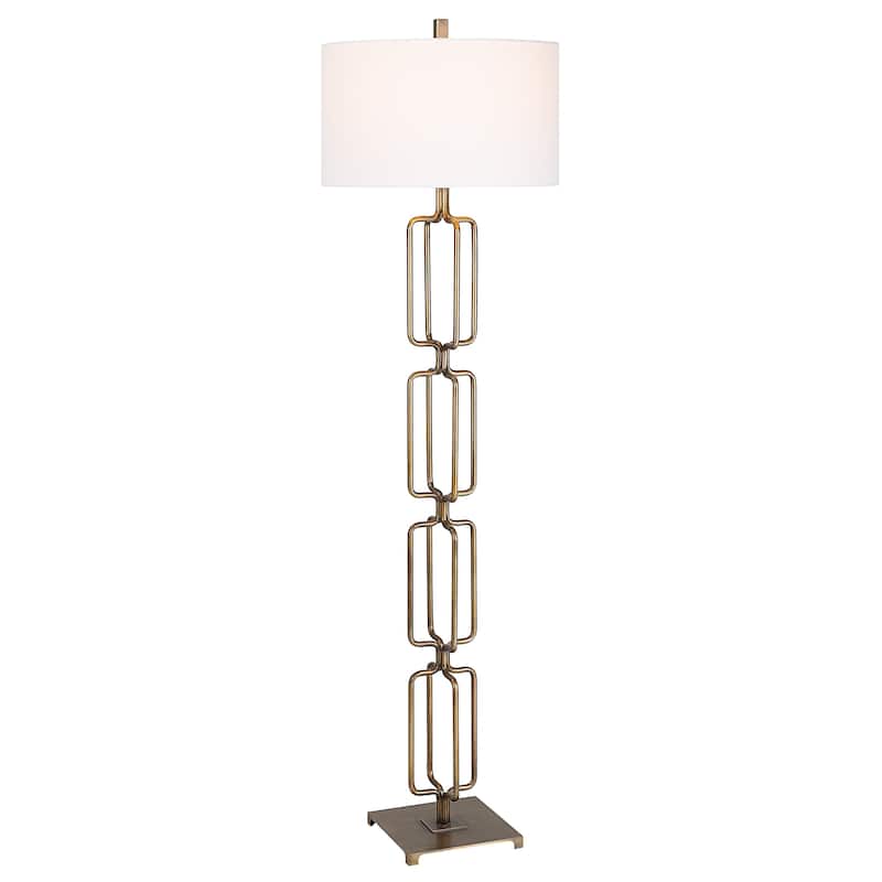 Uttermost Link Brushed Gold Floor Lamp - 19"W x 67"H x 19"D - Antique Gold