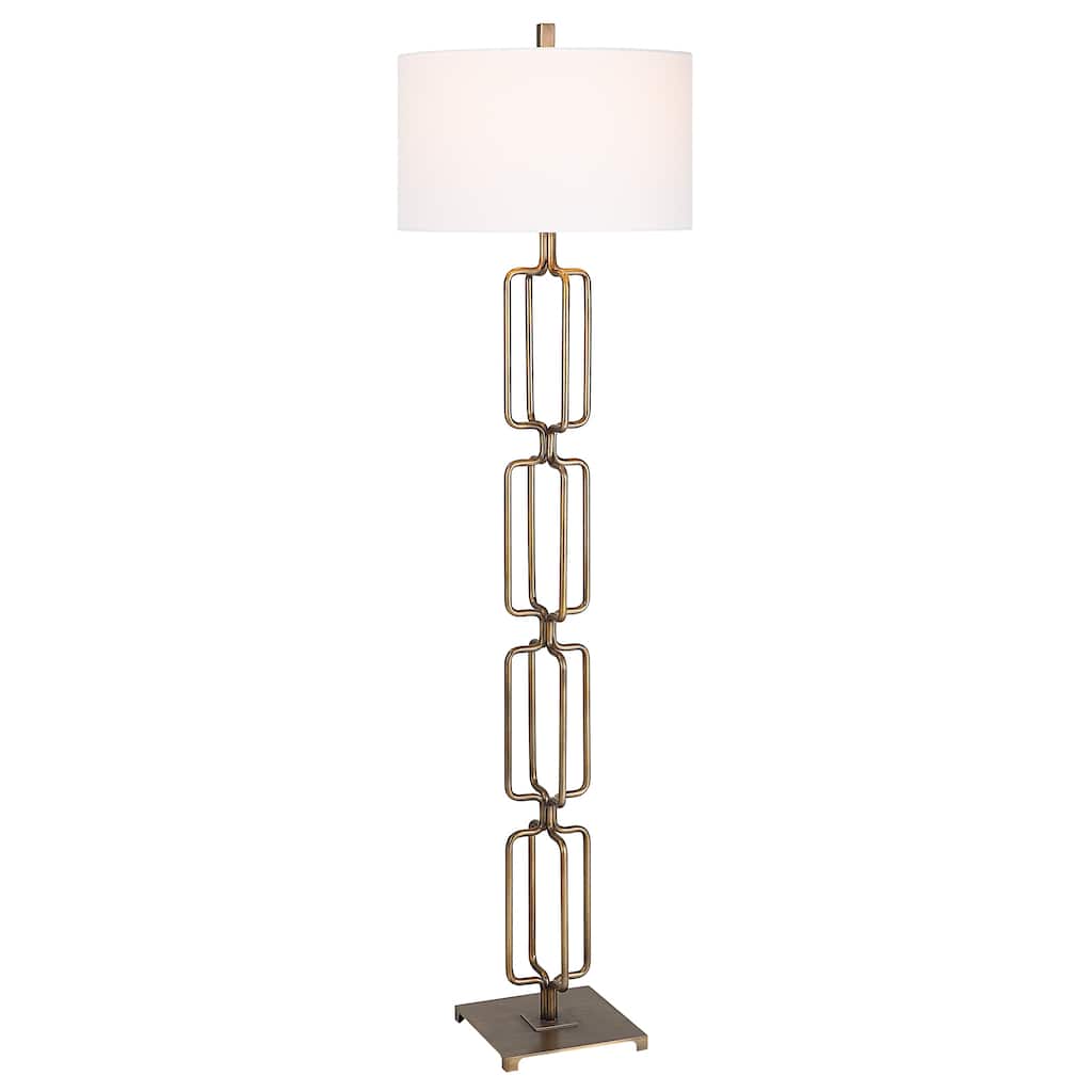 Uttermost Link Brushed Gold Floor Lamp - 19"W x 67"H x 19"D