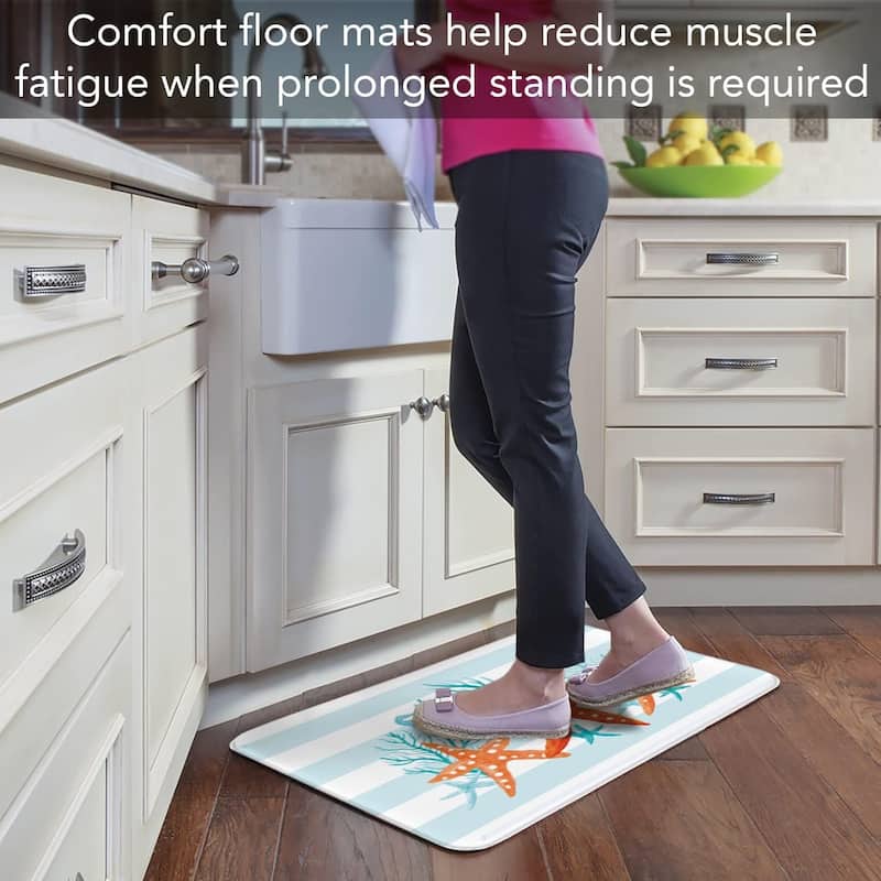 Starfish Stripe 30” x 20” Comfort Floor Mat Manufactured in The USA, Waterproof, Reduces Muscle Fatigue, Easy to Clean - 30x20