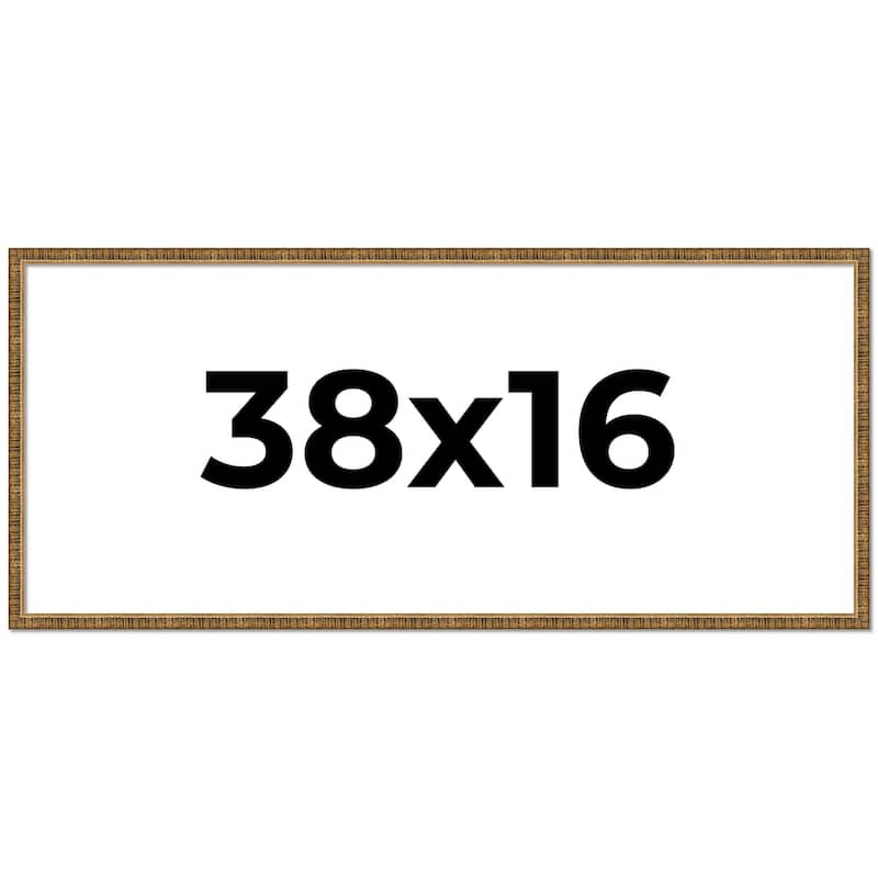38x16 Frame Black Real Wood Picture Frame Kingsley Gold Distressed Photo Frame with UV Acrylic Foam Board Backing &