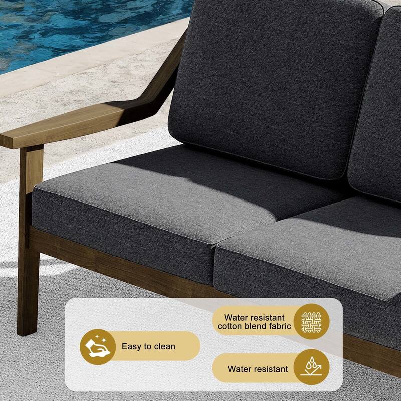 Outdoor Teak Wood Slat Back Patio Loveseat Sofa