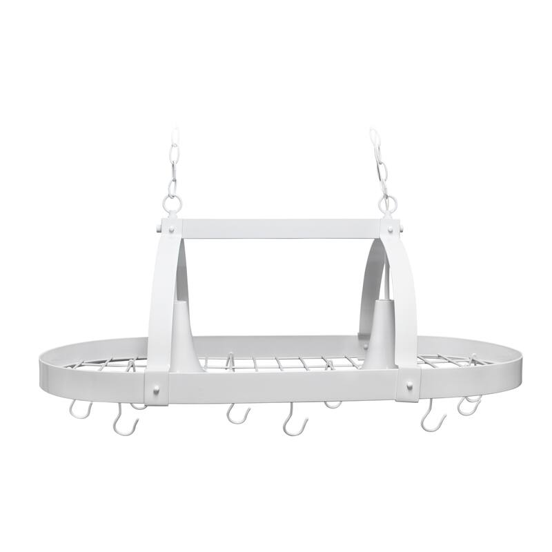 2-Light Metal Hanging Pot Rack Ceiling Light - 35.5" - White