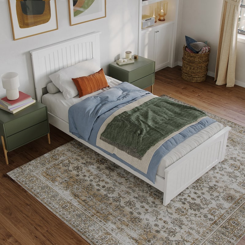 Naples Solid Wood Low Profile Platform Bed with Matching Footboard