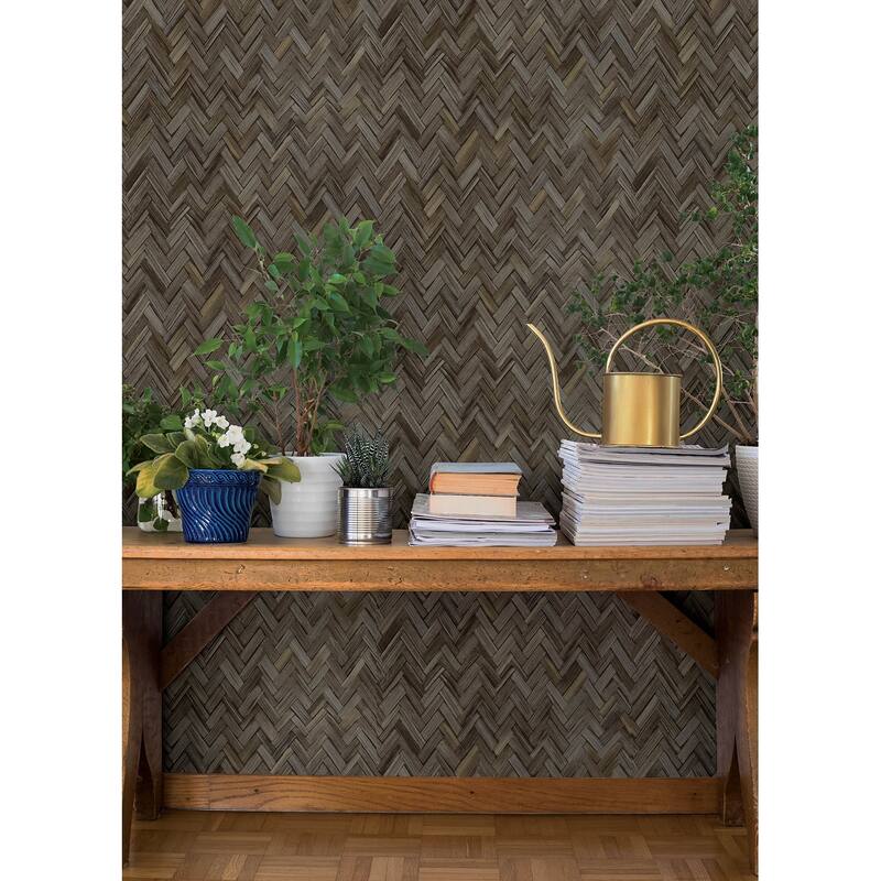 A-Street Prints Ellery Charcoal Herringbone Wallpaper