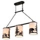 preview thumbnail 8 of 9, Acadia 3L Bronze Rustic Linear Chandelier Island Pendant Light Fixture Bear and Tree - 38-in W x 29.25-in H x 7.5-in D