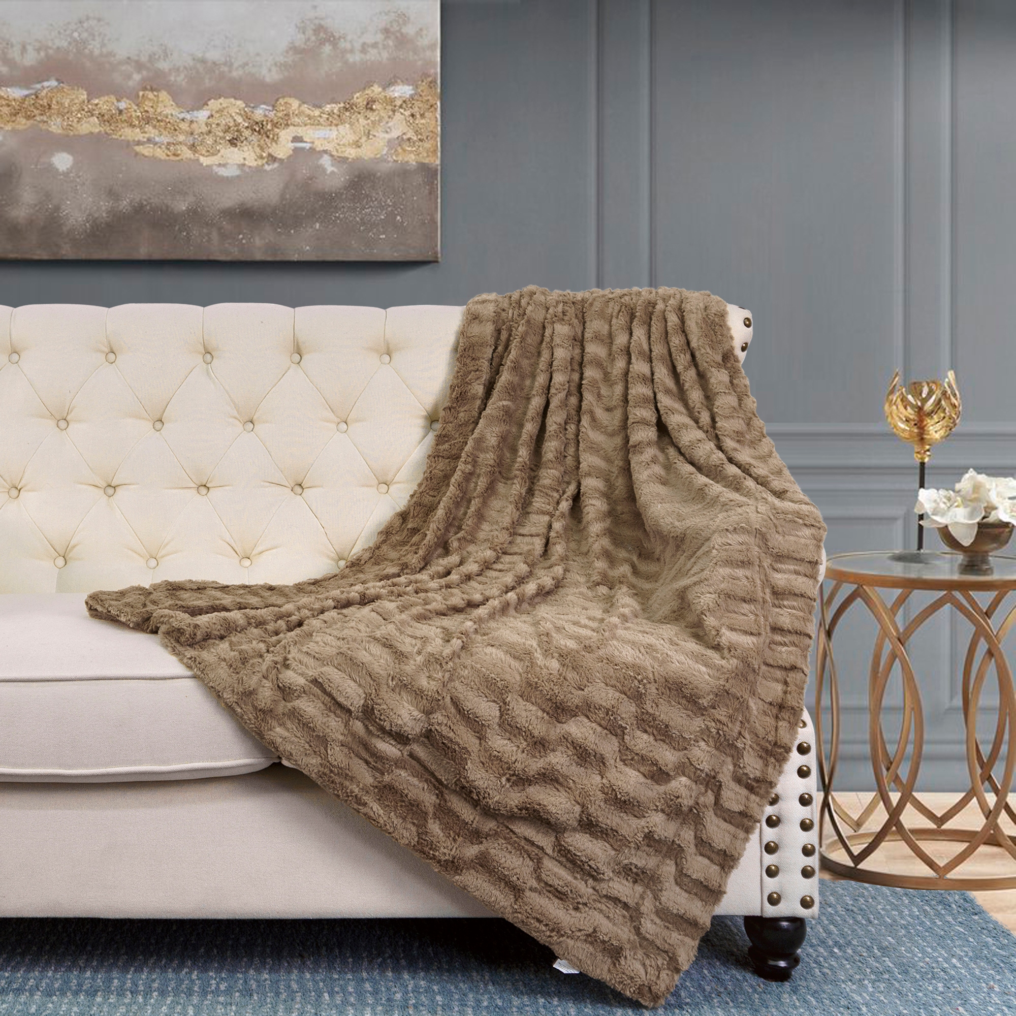 Double sided faux fur throw outlet