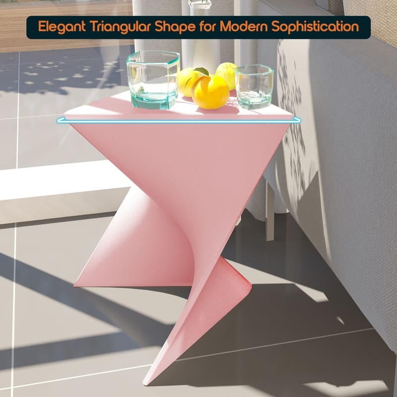 Randolph Modern Indoor Lightweight Side Table with Triangular Curved Design Accent End Table for Home Living Room or Bedroom