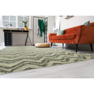 Green Contemporary Geometric Andrea Area Rug - Modern Elegance and Vibrant Style - 5' x 8'