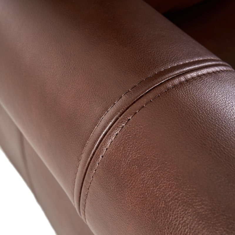 Roomfitters Push Back Recliner Chair, Classic Leather Recliner with Nailhead Trim for Living Room, Brown