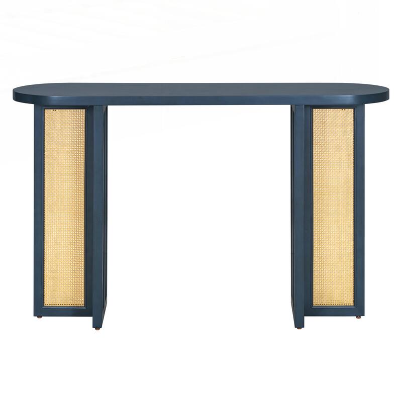 Farmhouse Rattan Console Table Entryway Table
