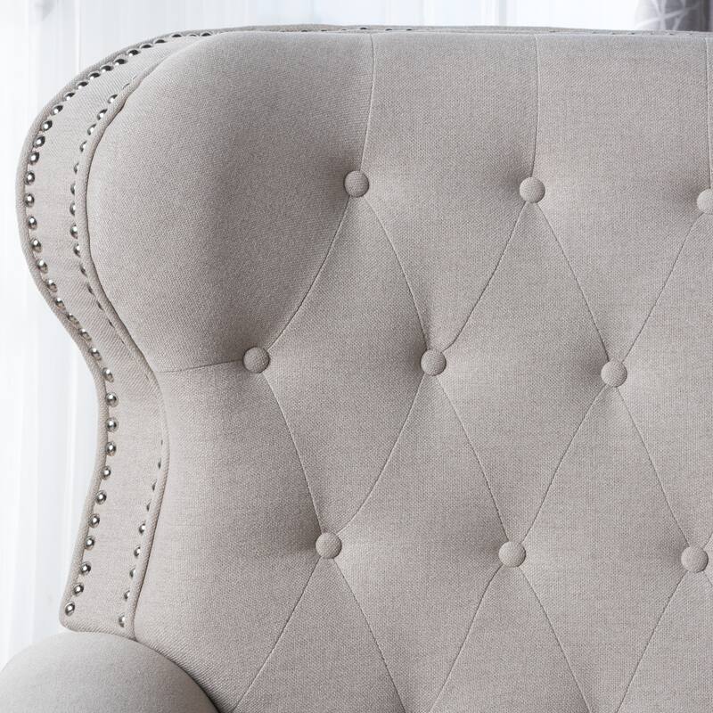 Contemporary Tufted Push Rack Recliner with Nailhead Decoration for Primary Living Space