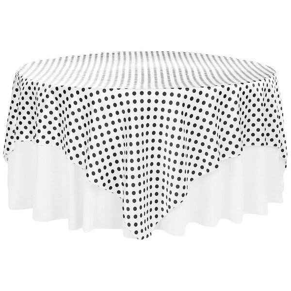 Polka Dot 90"x90" Square Satin Table Overlay - Black & White
