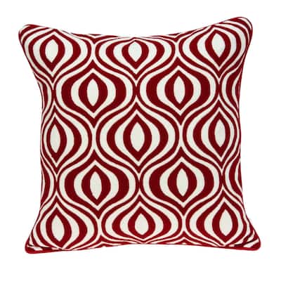 20" x 7" x 20" Transitional Red and White Pillow Cover With Poly Insert