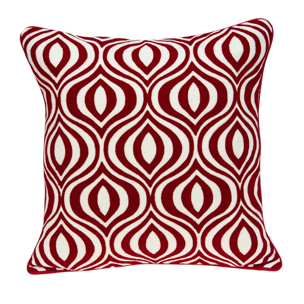 20" x 7" x 20" Transitional Red and White Pillow Cover With Poly Insert