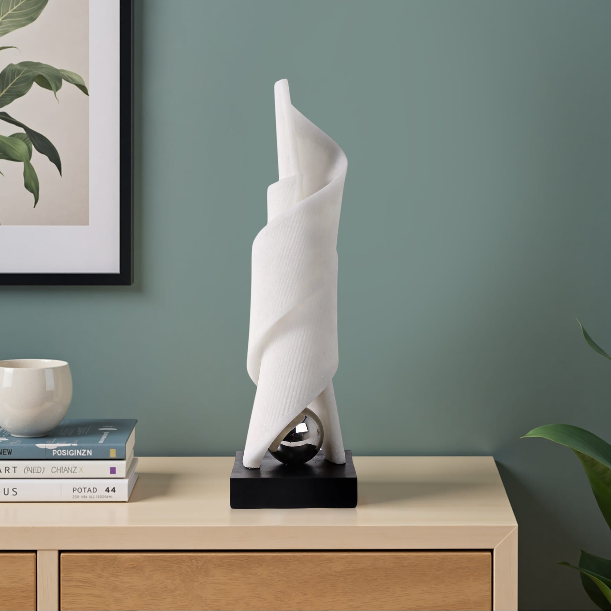 Polyresin Sculpture Modern Twist Design for Home Decor - 21" White - 6" x 6" x 20.5"
