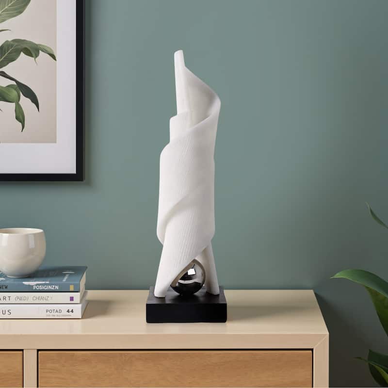 Polyresin Sculpture Modern Twist Design for Home Decor - 21" White - 6" x 6" x 20.5" - White - 6" x 6" x 20.5"