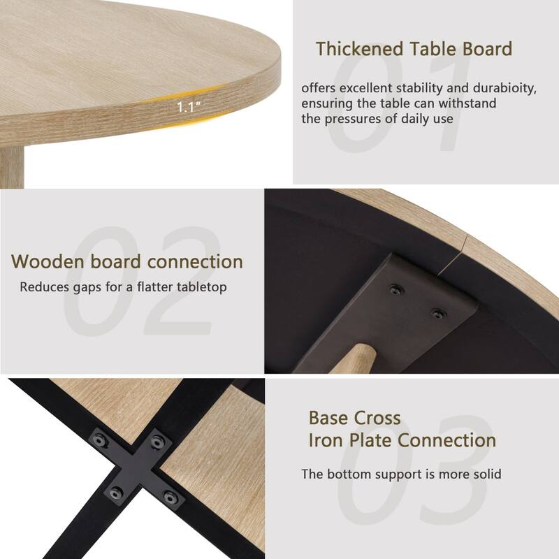 5-Piece Dining Set, 47.3" Round Dining Table with 4 Dining Chairs