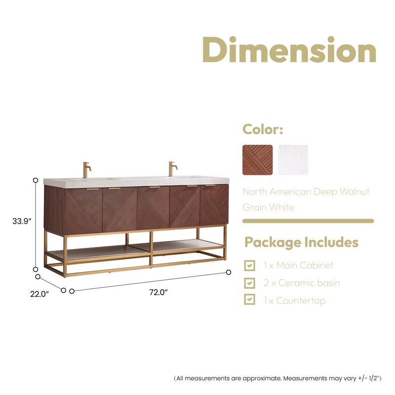 Mahon Double Bath Vanity with Composite Stone Top without Mirror
