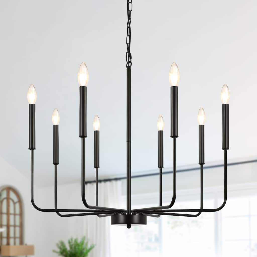 Farmhouse 8-Light Candle Style Dimmable Chandelier for Kitchen Island Dining Room